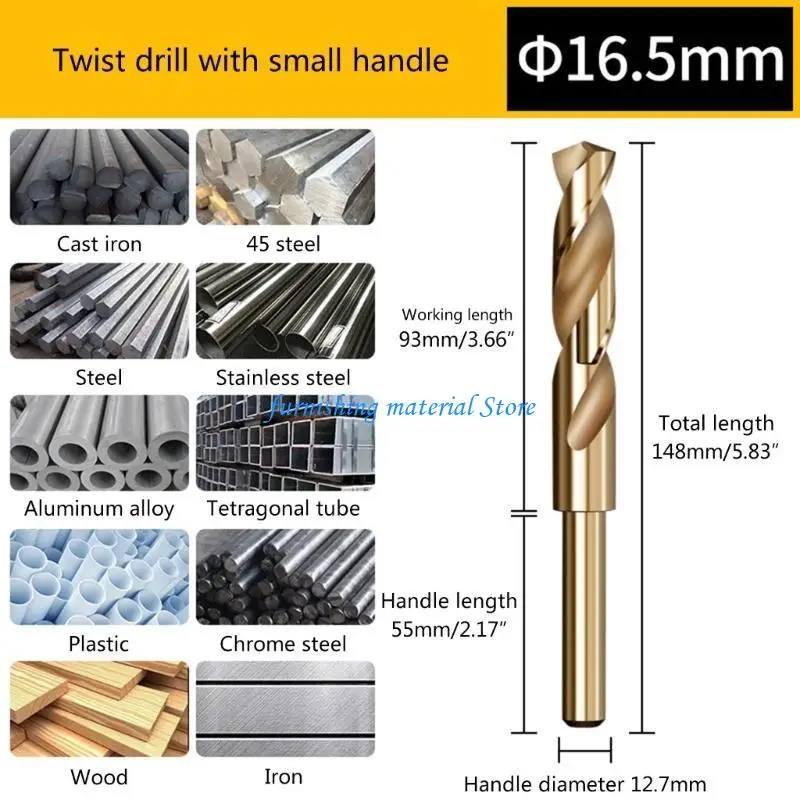 

Y5GD HSS 6542 High Speed Steel Twist Drill Bit 1/2inch Straight Shank 12/16/16.5/22mm