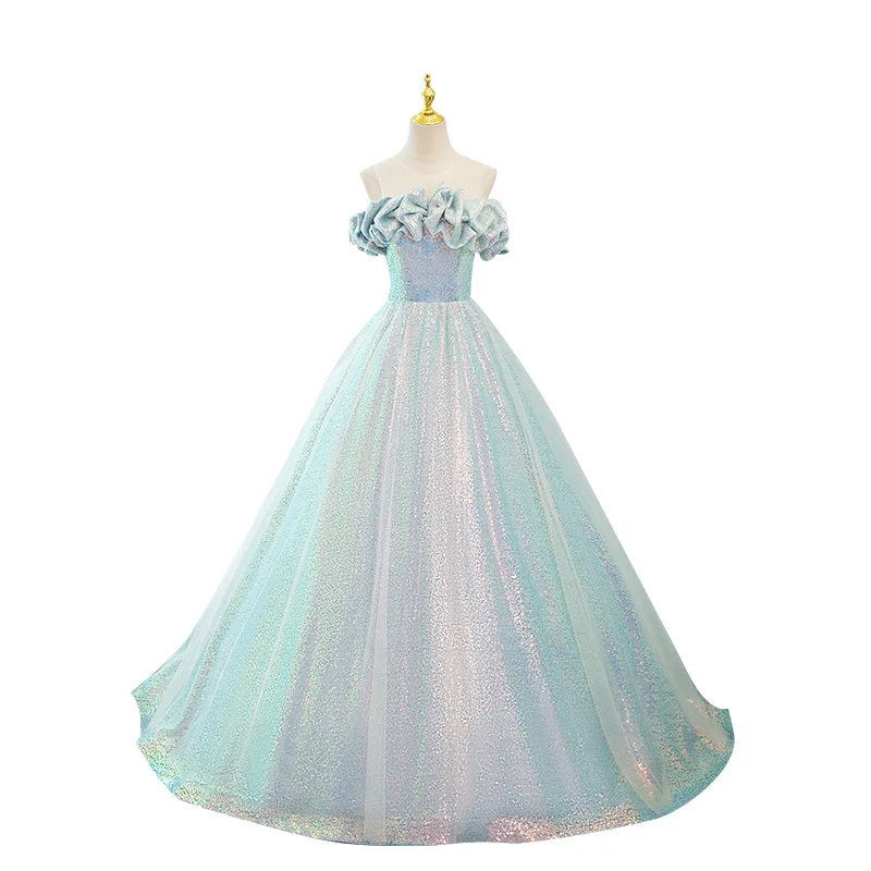 

Velvet Youth Graduation Evening Dress Women High Sense Haute Couture Banquet Temperament Annual Host Crystal Embellished Dresses