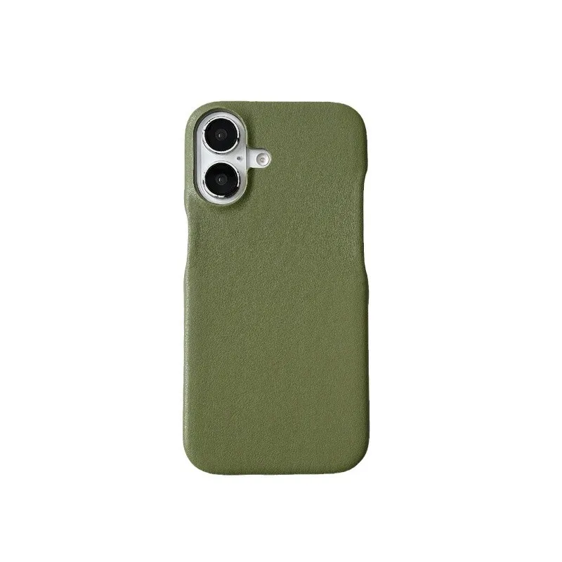 Cyd Capa de telefone de couro de cor sólida simples para iPhone 16/15 Pro Max/15/14/13 - Capa de casal estilo nicho, capa protetora fina