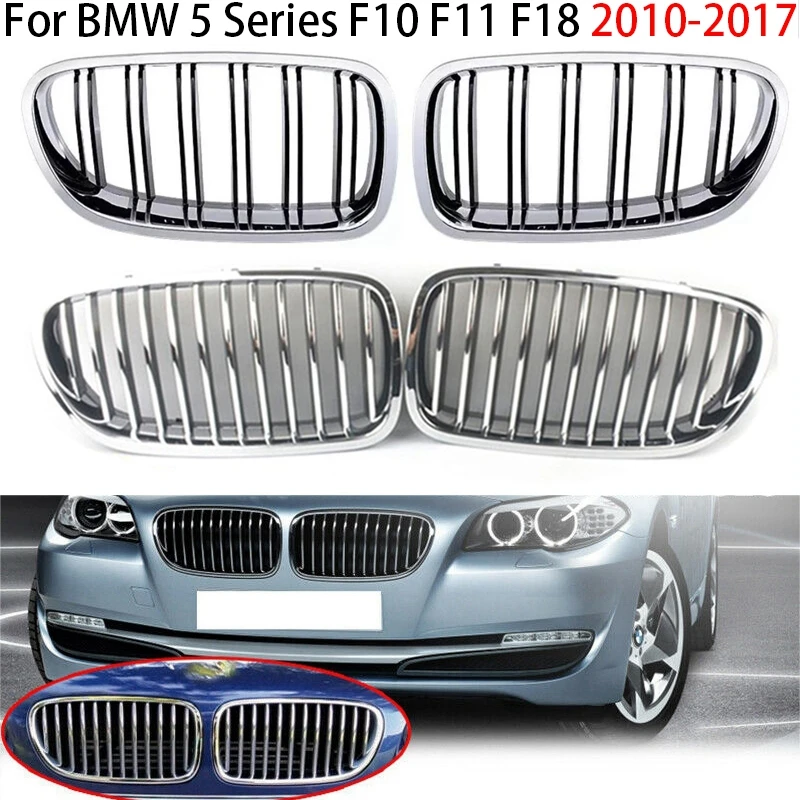 

For BMW 5 Series F10 F11 F18 2010-2017 Car Front Kidney Grille Hood Front Bumper Radiator Grill Silver/Black/Carbon Fiber Style
