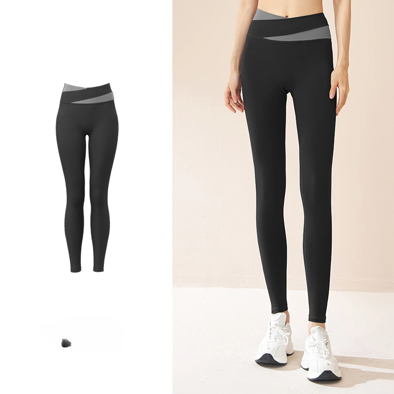 Pantaloni da Yoga a vita alta nudi con coulisse nuova donna pantaloni da palestra con sollevamento dell'anca ad asciugatura rapida Leggings da corsa stretti pantaloni sportivi per le donne Q502