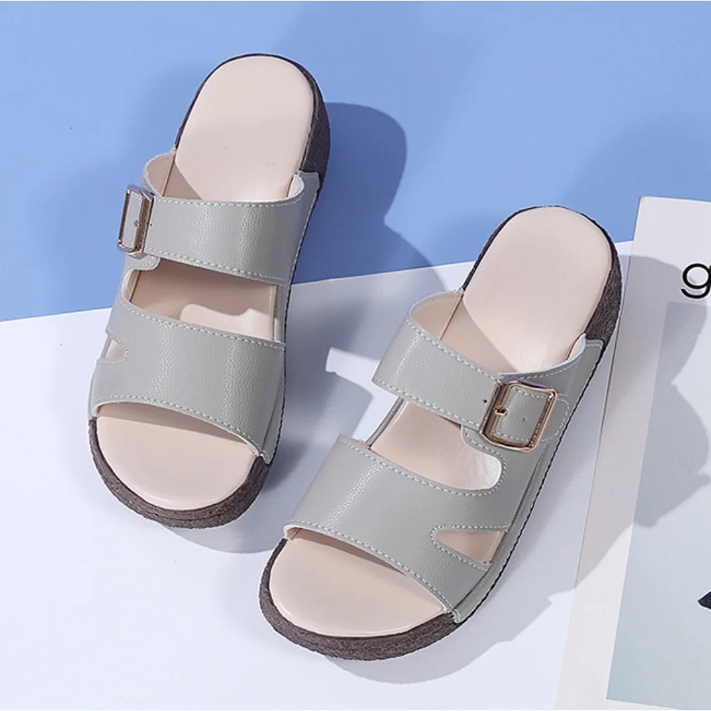 Slippers for Women's 2026 Summer Thick Bottom Half Slipper New Casual One Word Slippers Womens Slope Heel Non Slip Sandals Women