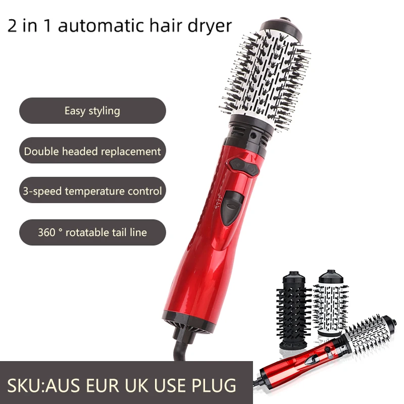 Hair Dryer Brush 3 In 1 Hot Air Spin Brush Curling Straightening Styling Auto-Rotating Ionic Round Blow Dryer Volumizer