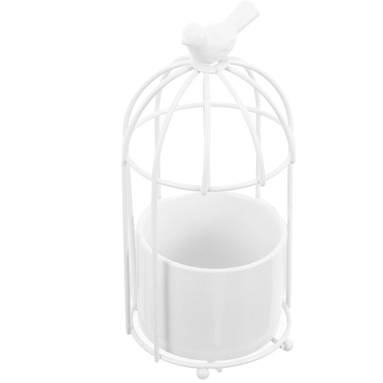 

Iron Flowerpot Cage Flowerpot Ceramic Vase Desktop Ornament Plant Decor Shelf Succulent Supplies