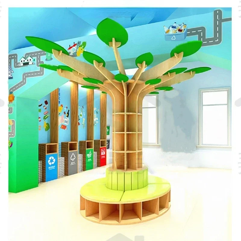 Tree Bookshelf Creative Library Books Stand Kindergarten Bookcase Tree Shaped Floor Decoration Children Playground Show Shelf