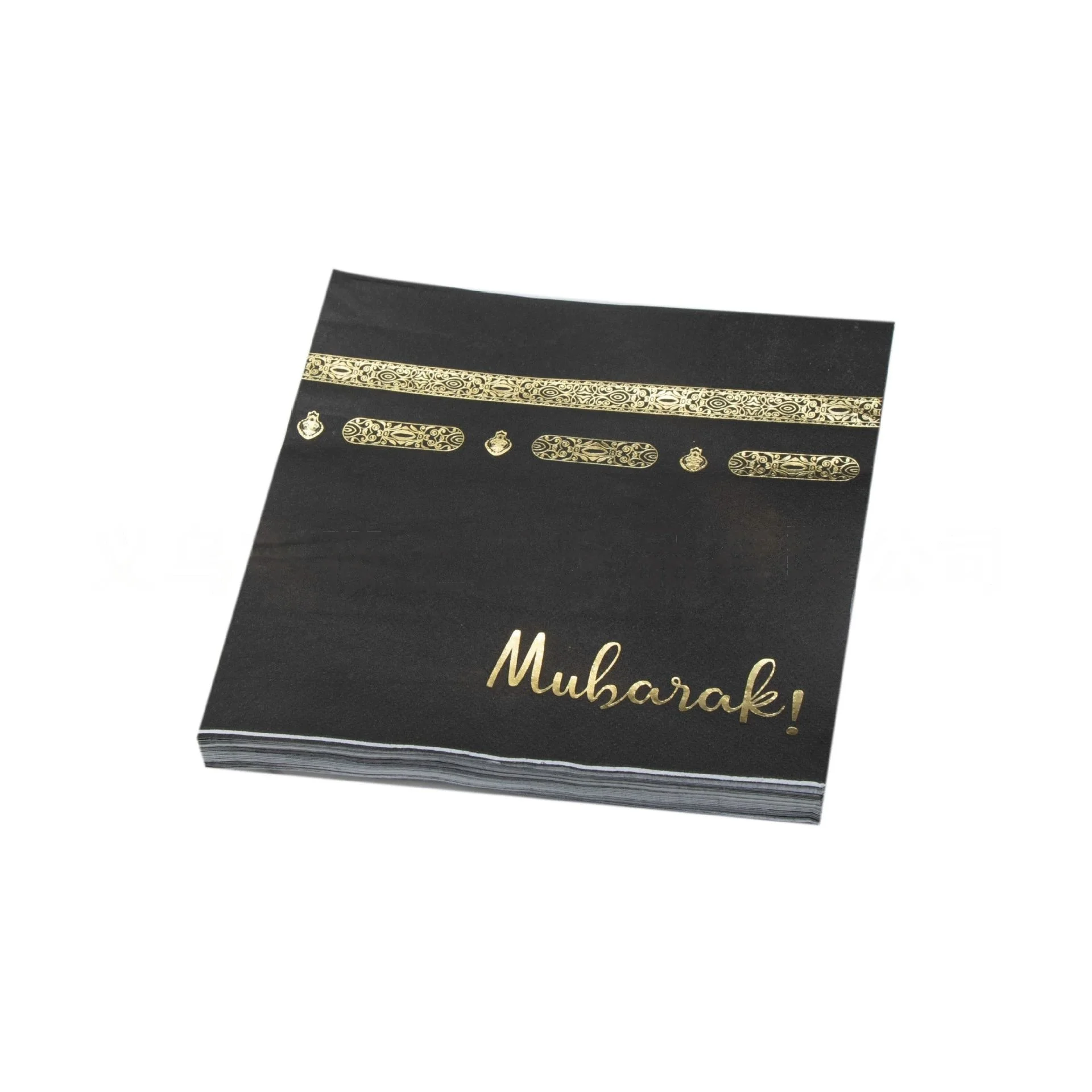 Schwarzgold Umrah Mubarak Pappteller Tassen Servietten Tischdecke Banner Eid Mubarak Islamischer Muslim Festival Party Dekor Zubehör – Detail 6