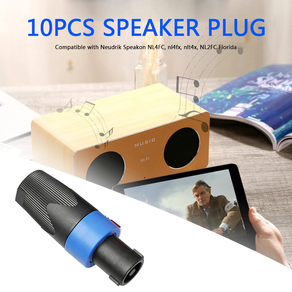 2/10x 4 Pole Audio Speaker Connectors Plugs Twist Lock Rechargeable Portable Speaker Wireless for Neutrik Speakon NL4FC