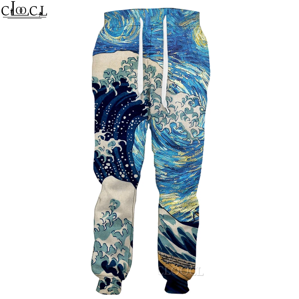 

CLOOCL Men Trousers Beautiful Ukiyo-e Kanagawa Surf 3D Pattern Printed Trousers Casual Pants Hip Hop Streetwear Unisex Pants