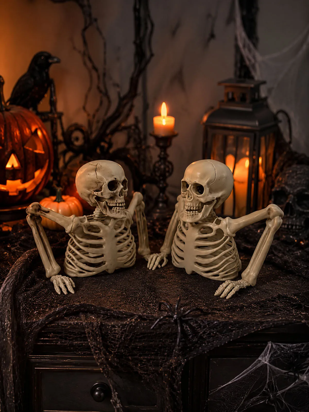 Halloween Halbskelett-Party-Dekoration, Gruselige Szenendekoration, Outdoor- und Indoor-Escape-Room-Dekoration, Horror-Thema