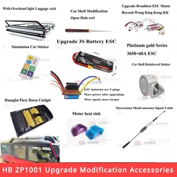 HB ZP1001 części zamienne do samochodów RC akcesoria do modyfikacji różnicowy kokpit 3S akumulator silnik ESC antena bagażnik linia sygnału