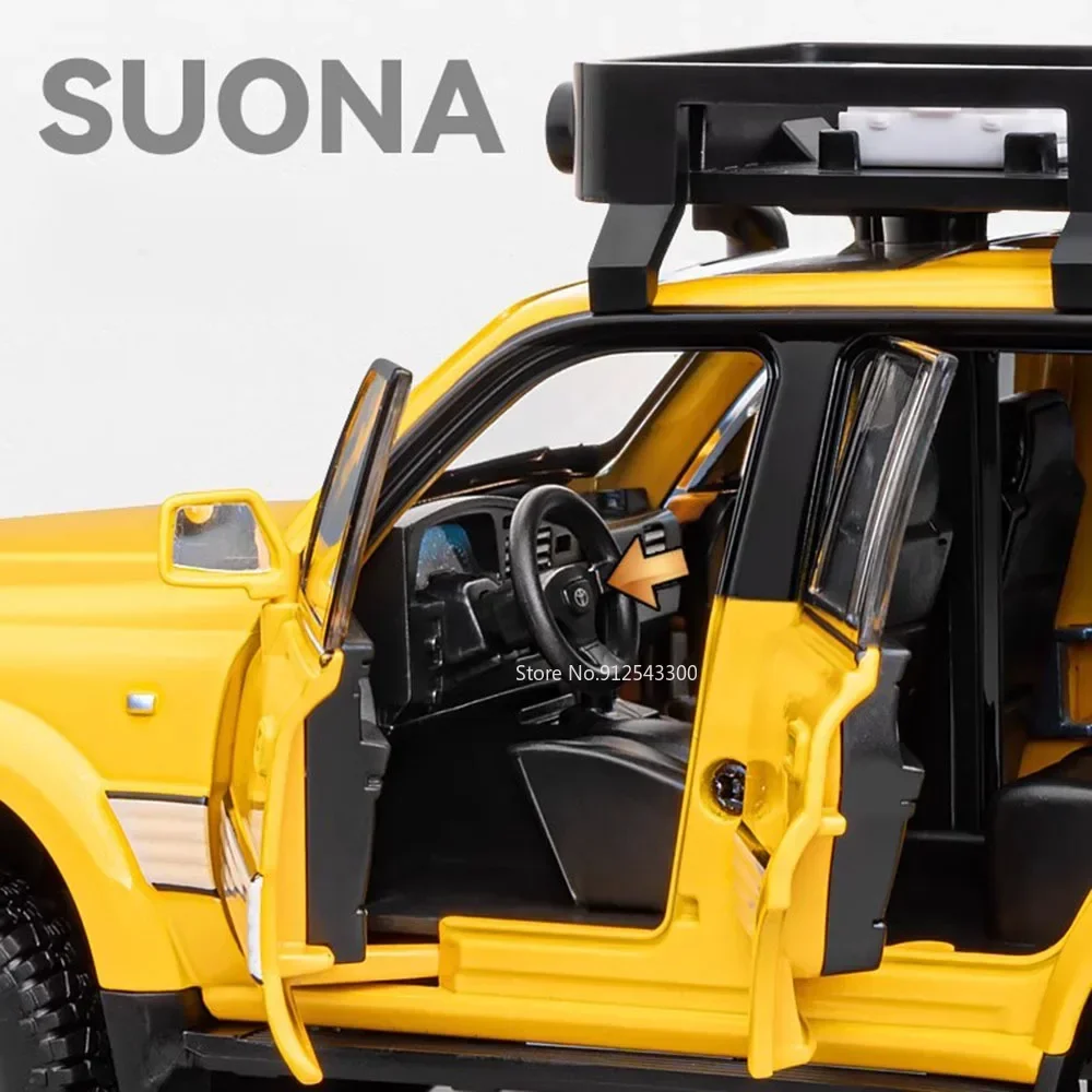 1:24 لاند كروزر LC80 FJ كروزر نموذج سيارة لعبة سبيكة دييكاست الأبواب مفتوحة على الطرق الوعرة المركبات نماذج ضوء الصوت الاطفال الأولاد الهدايا #5