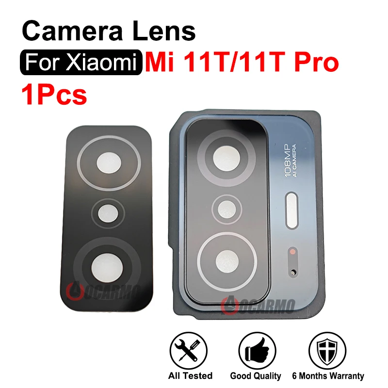 Aocarmo For Xiaomi 11T Mi11T Pro Rear Back Camera Glass Lens With Frame Replacement Repair Parts