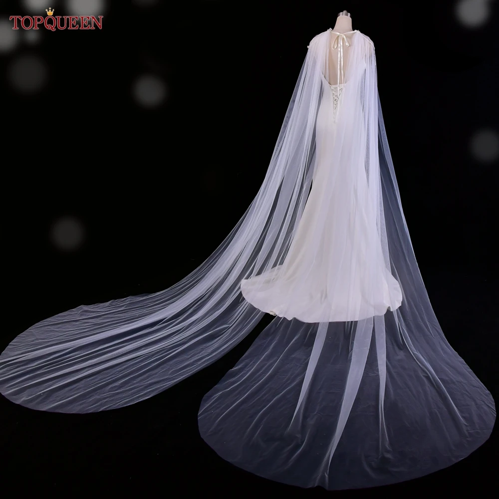 TOPQUEEN VG03T Bolero for a Girl Bridal Lace DIY Cape Elegant Shawl Long Wedding Shrugs for Women Shrug Bolero Cloak Bride Shawl