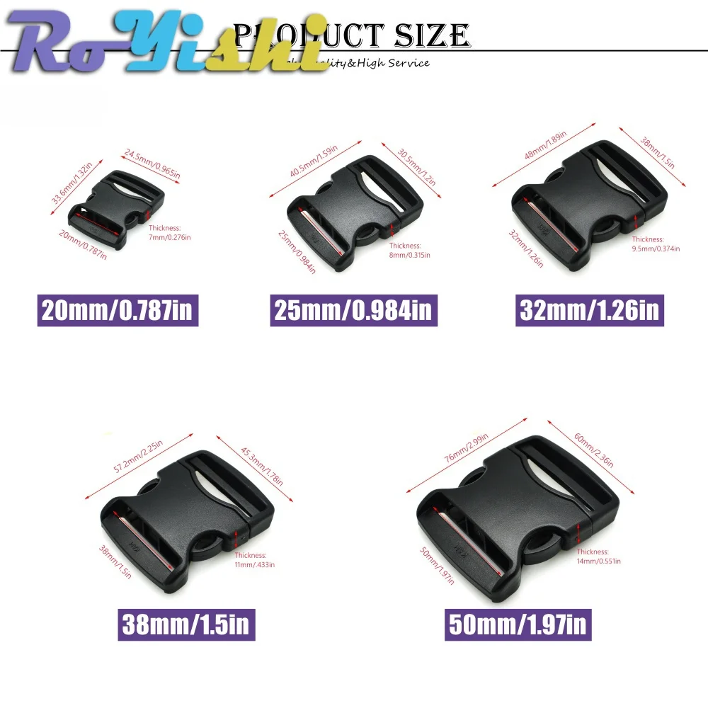 5-50 Pcs 20mm 25mm 32mm 38mm 50mm Webbing Detach Buckle for Outdoor Sports Backpaks Students Bags Luggage Travel Accessories
