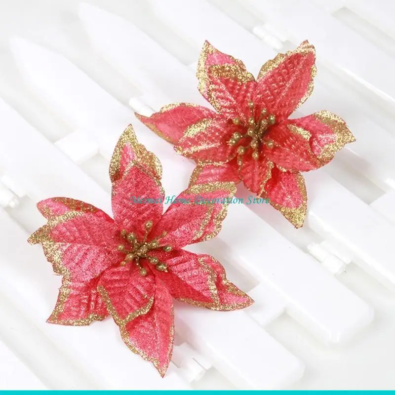 H7BF عيد الميلاد البونسيتة الزهور الاصطناعية شجرة إكليل زينة عيد الميلاد