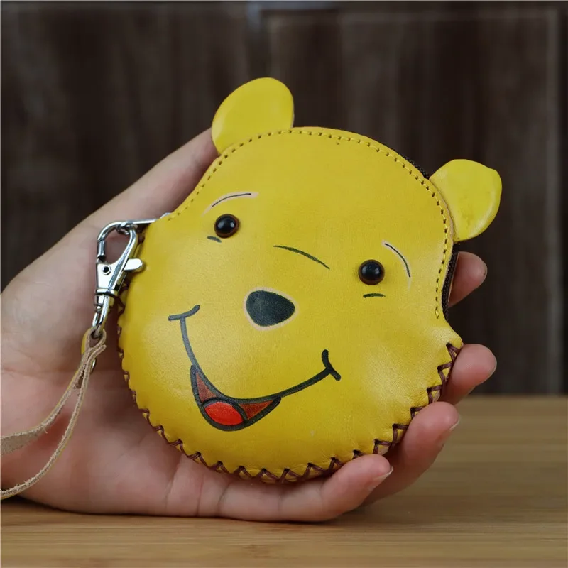 

Коровья кожа, креативный кошелек для монет с медведем, сумка для ключей, монета, простая ручная сумка с героями мультфильмов, гарнитура, кабель для передачи данных, маленькие подарки