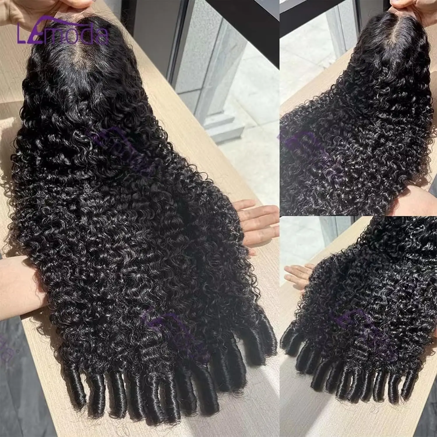 Lemoda 13x4 البورمية شعر مستعار مجعد الشعر البشري 200 الكثافة HD شعر مستعار دانتيل شفاف قبل قطعها 15A شعر بشري لعذراء الباروكات للنساء #4