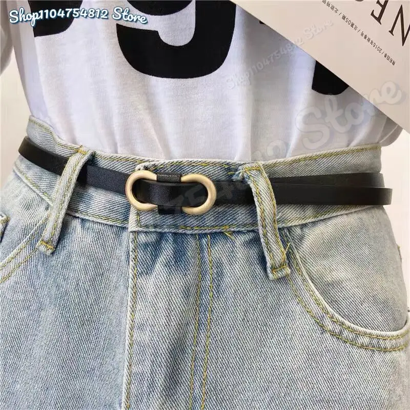 2025 New Simple Women Thin Belt for Dresses Nonporous Waistband Ladies PU Leather Alloy Buckle Decorative Waist Strap