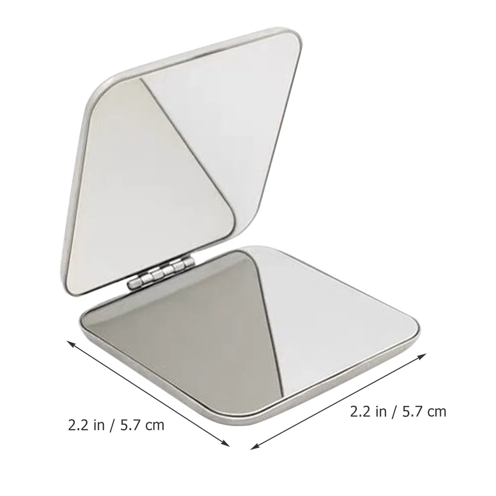 コンパクトなポータブル化粧鏡 小型折りたたみ式ステンレス鋼両面ミラー 旅行用コンパクト化粧鏡