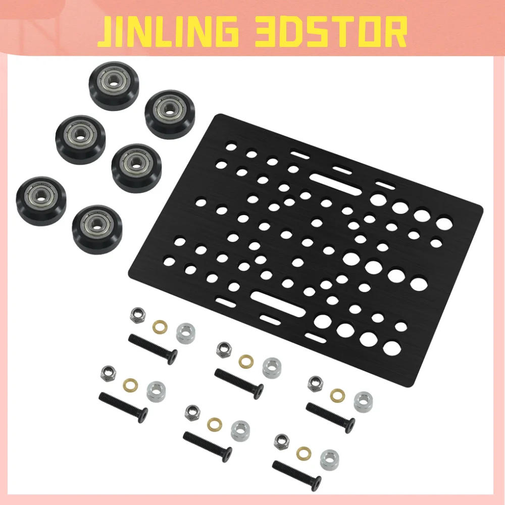 Części do drukarek 3D czarny aluminiowy zestaw płyt portalowych v-slot 20 - 80mm z v-slot stałe V zestaw kół POM POM do części maszyn CNC