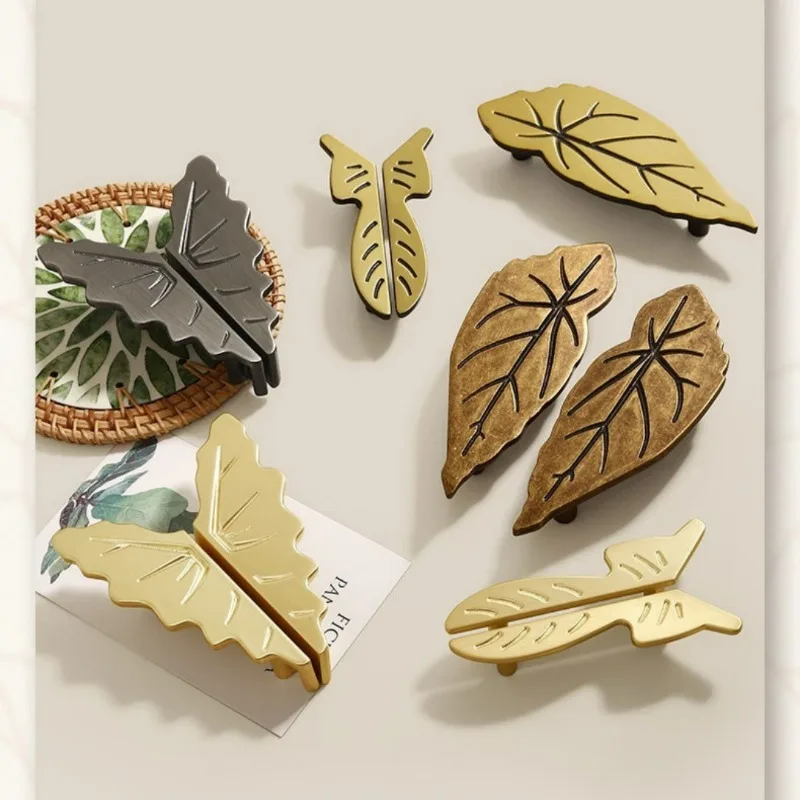 Creative Leaf Handle Zinc Alloy Handle Cabinet Drawer Wardrobe Door Handle Furniture Accessories