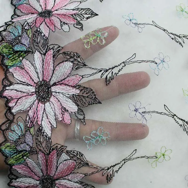 20Yards Bilateral Flower Embroidery Lace Fabric DIY Craft Sewing Supplies Decoration Accessories For Bikini Underware Lace Trim