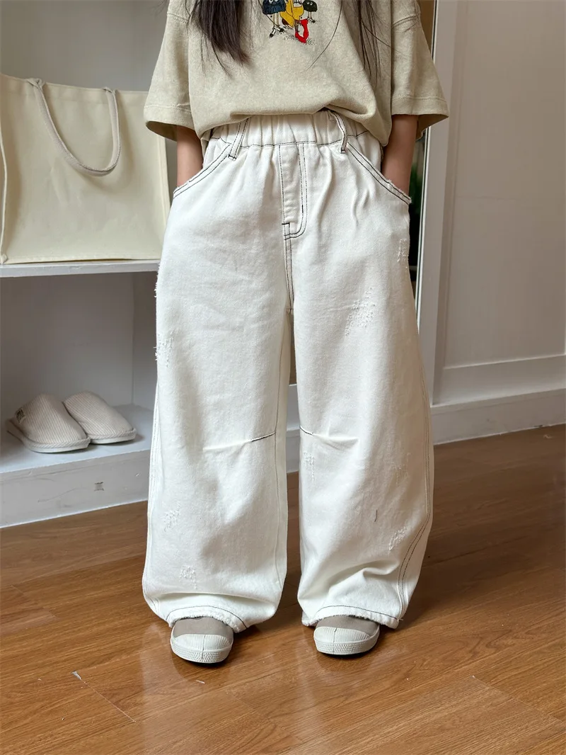 Children Clothing Kids Casual Pants 2024 Spring New Fashionable Korean Style Casual Pants for Boys and Girls Straight Leg Pants