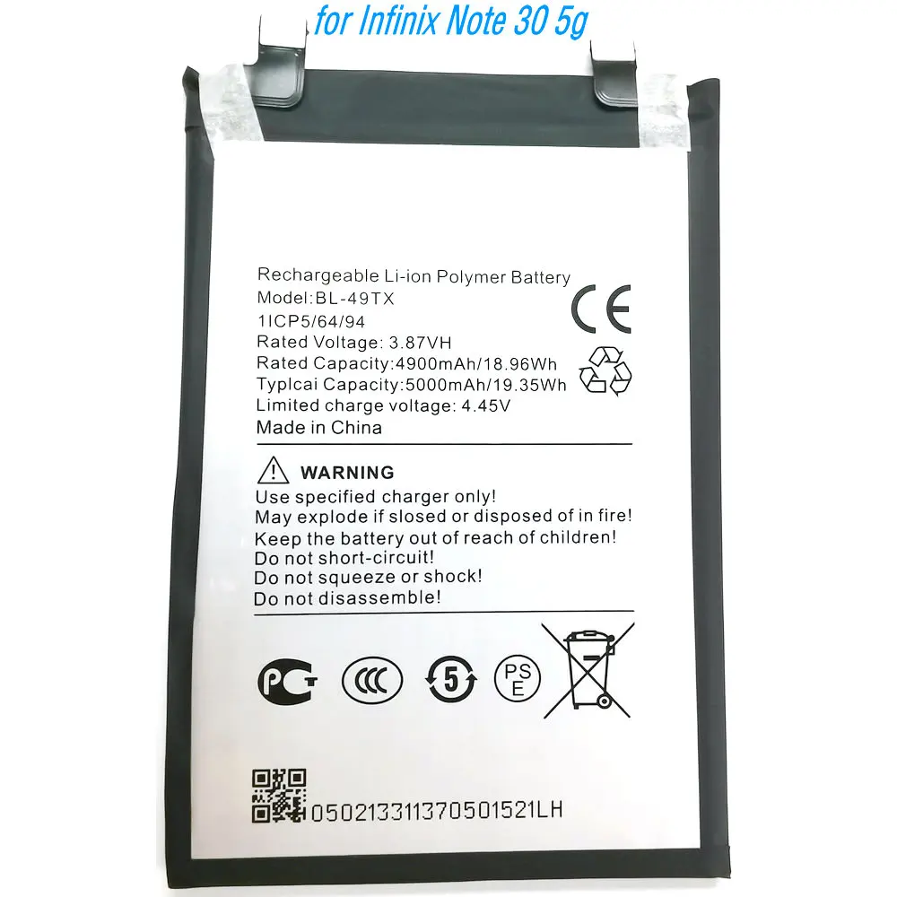3.87V 19.35Wh BL-49TX Replacing Lithium-ion Polymer Battery  for Infinix Note 30 5g Mobile Phone
