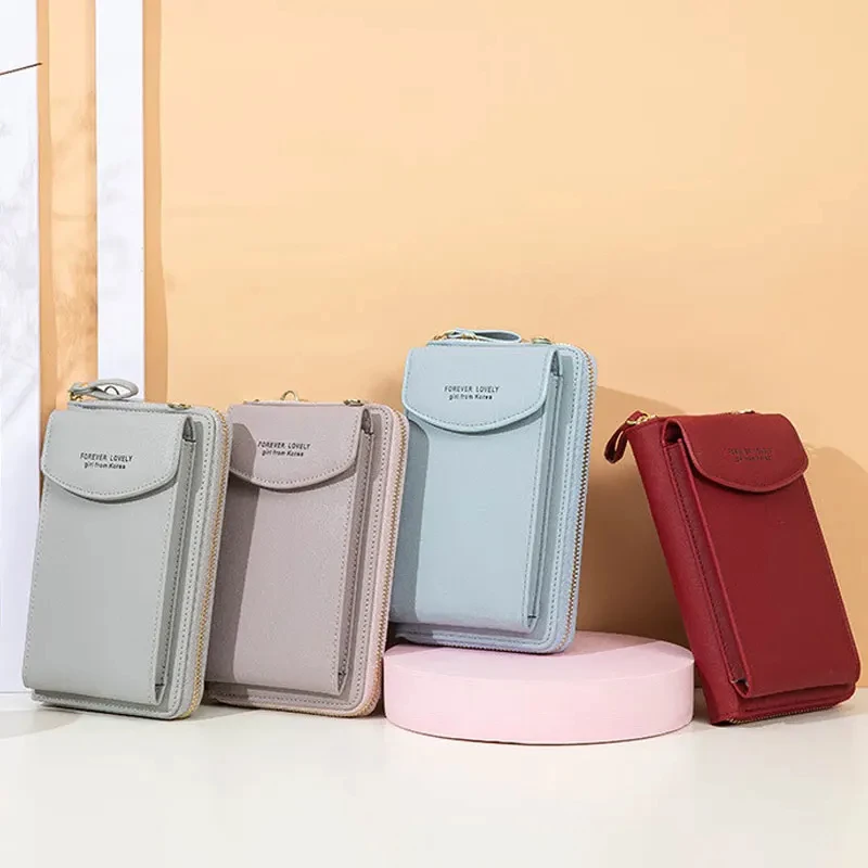 Fashion Single Shoulder Crossbody Cell Phone Bag Mini Versatile Satchel Multi Card Position Card Bag Keycase Female