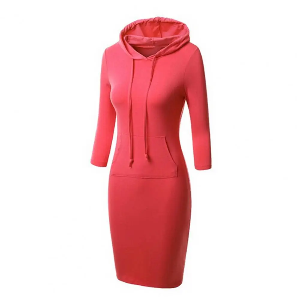 2024 New Woman Sweatshirt Dress Hoodies Autumn Winter Sweatshirts Warm Long Sleeve Solid Color Hooded Long-sleeved Hoody Dress