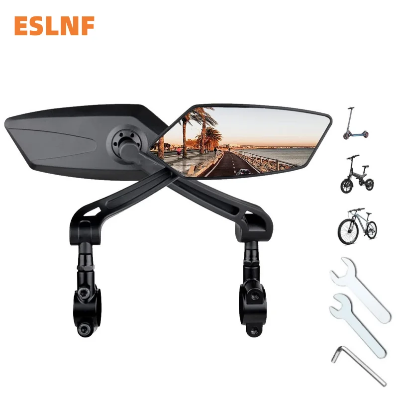 2PCS Bicycle Rearview Mirror 360 Degree Adjustable Rotatable Universal Cycling Handlebar Rear View Mirrors for MTB Road Bike