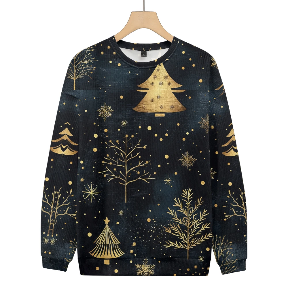 2024 New Arrivals Men's Funny Christmas Tree Print Warm Pullovers Unisex Casual Sweater Christmas Comfortable Fabric