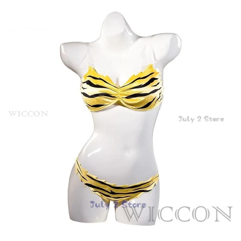 Anime Lum Urusei Yatsura Cosplay Costume pour femme, perruque, maillot de bain Lamu, bikini sexy, vêtements de bain, tenues de fête d'Halloween, chaussettes