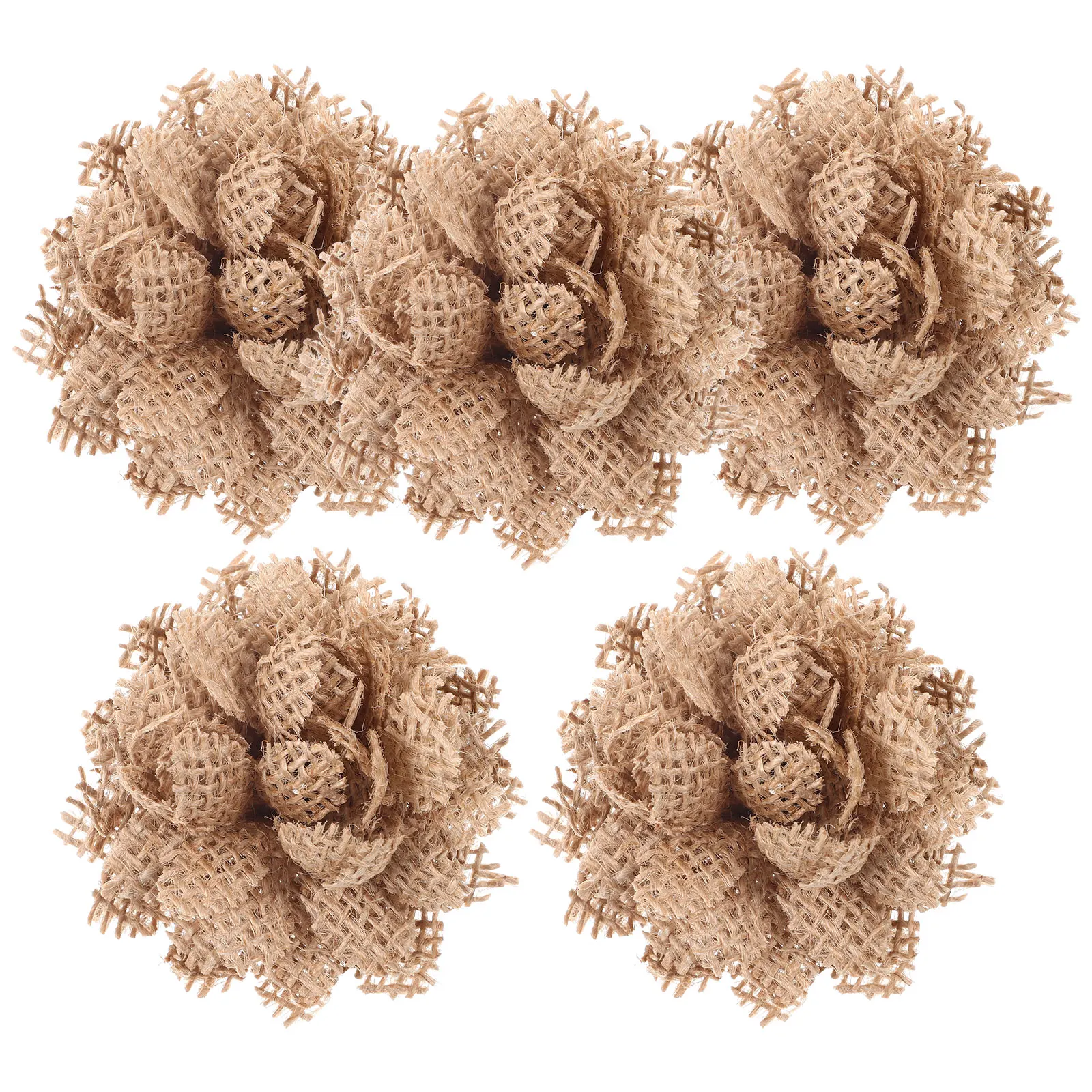 

5pcs Burlap Chrysanthemums Decorative Flowers 10cm Diameter Brown Color for Christmas Wedding Party DIY Decoration