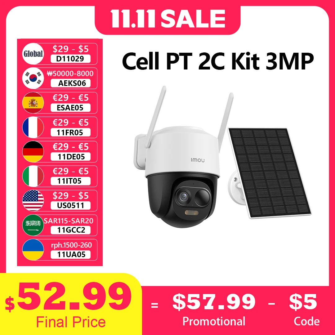 

IMOU Cell PT 2C Kit Battery Powered Camera Outdoor Camera Security Wifi CCTV Surveillance Camera PIR Human Vehicle Detection