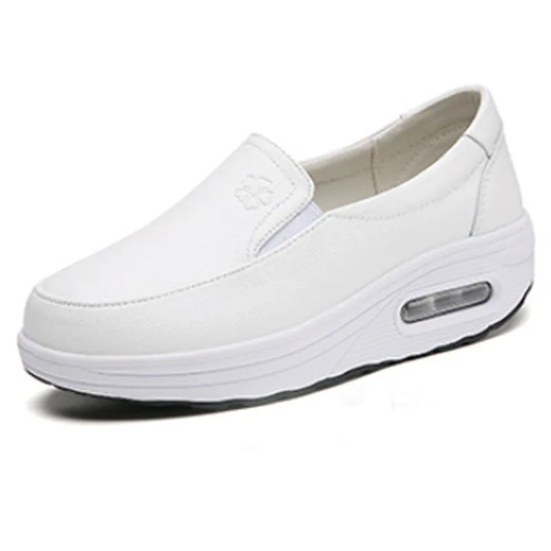 Spring air cushion nurse shoes white platform platform shake shoes leather women\'s shoes work shoes travel single shoe Wedges