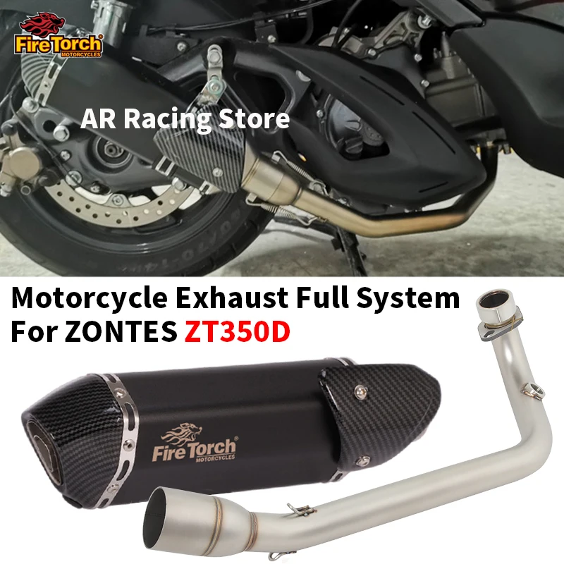 Slip On For ZONTES ZT350D 350D Full system Motorcycle Exhaust Escape Moto Front Mid Link Pipe With Muffler Removable DB Killer