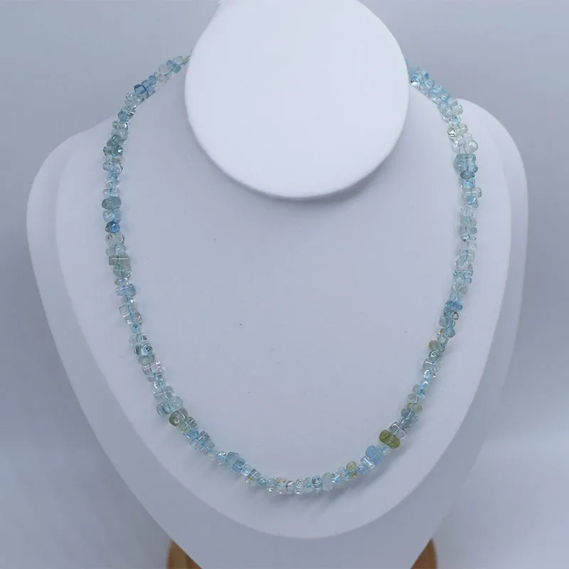 wow! Aquamarine pillar 5-7mm  necklace 40cm nature wholesale bead  FPPJ