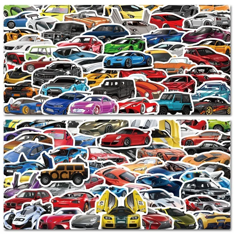 100PCS Cartoon Supercar Racing Stickers Decoration Mobile Phone Shell Water Cup Computer Suitcase Notebook Stickers Wholesale