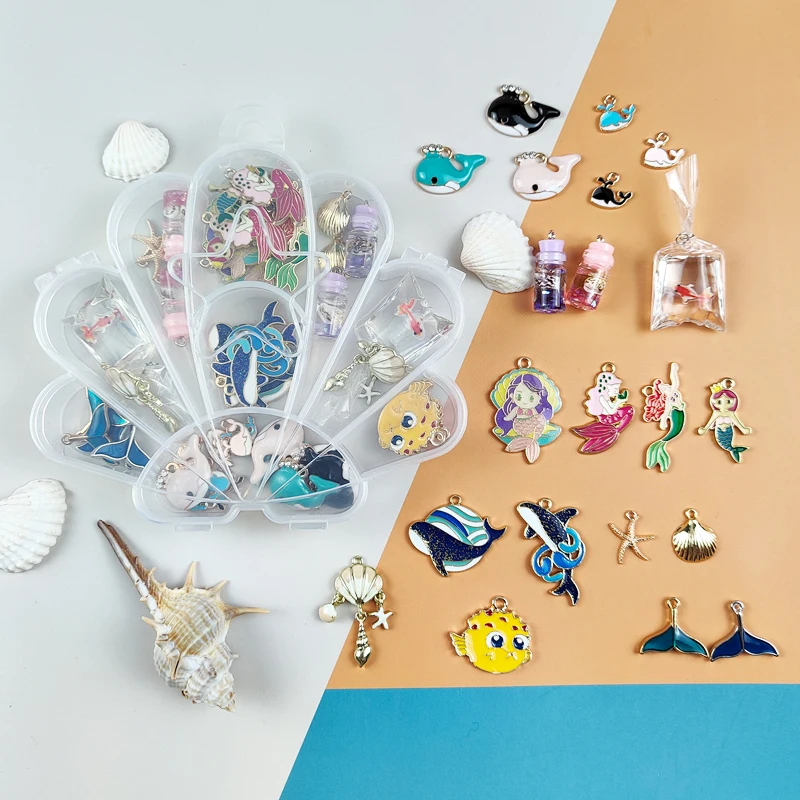 ApeUr Mix 42 шт./коробка Серия океан КИТ Русалка эмалевые Подвески Рыба Смола Подвески для самостоятельного изготовления ювелирных изделий материал