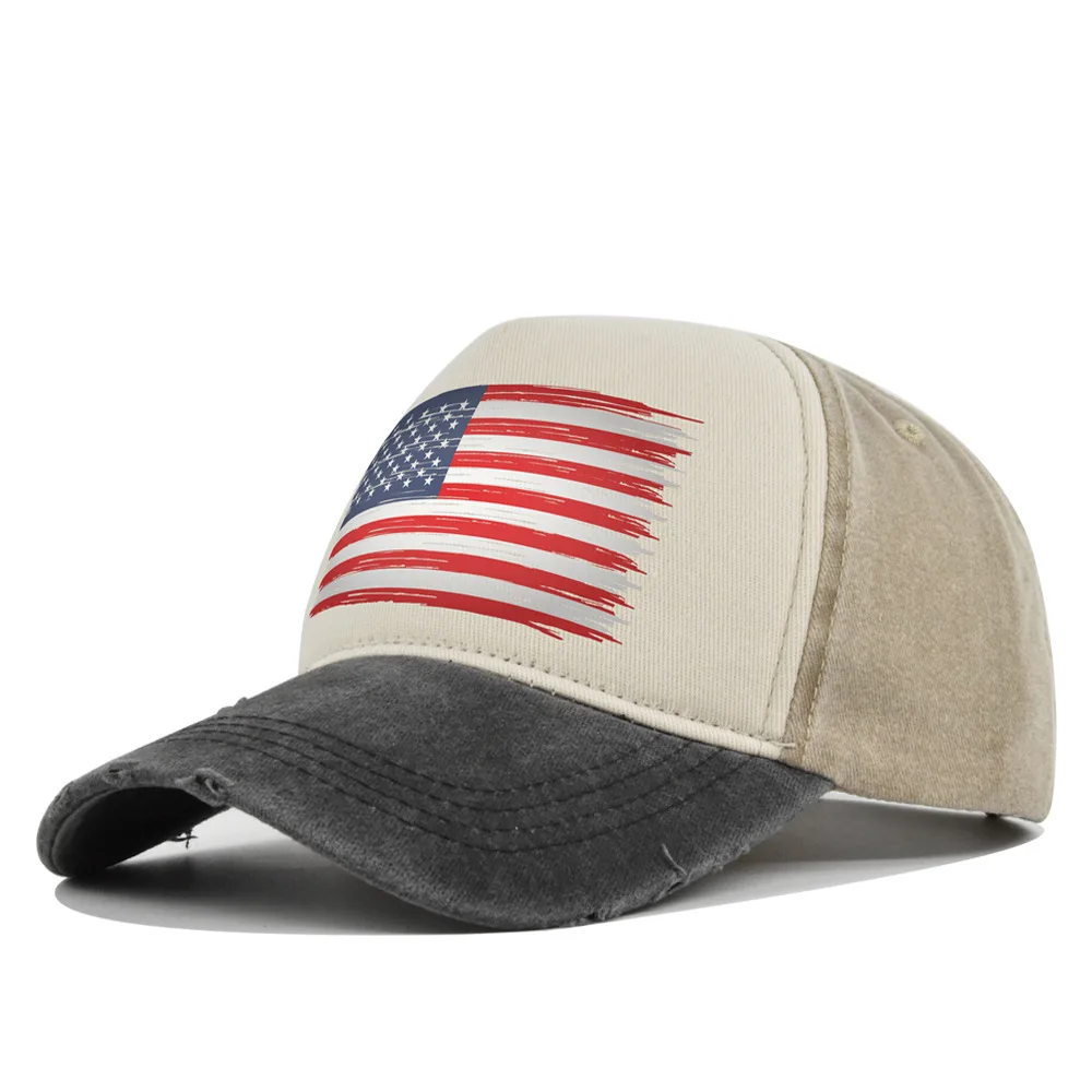 

Vintage Washed Distressed Baseball Cap American Flag Baseball Cap Printed Dad Cap Motorcycle Truck Men Washed Vintage Sun Hat