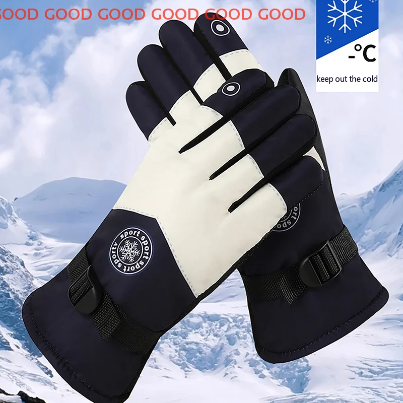 

Fleece Lined Warm Thermal Gloves For Snowboard Skiing Running Motorcycle Gloves Waterproof Ski Gloves Winter Snow Gloves