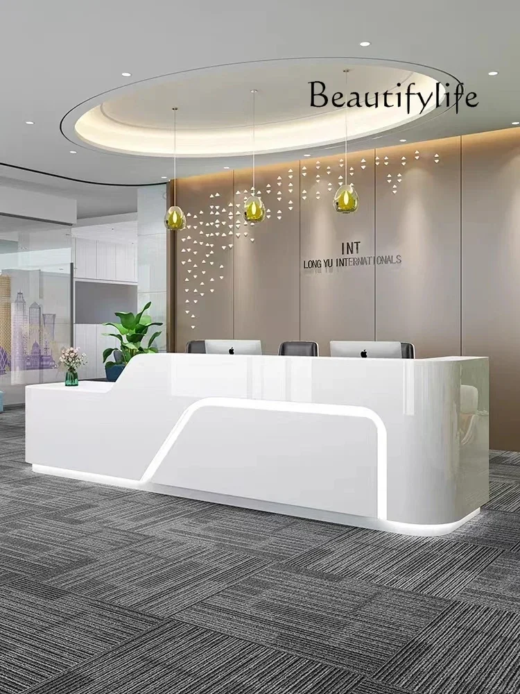 Curved paint front desk company large simple modern consultation reception desk beauty salon checkout page