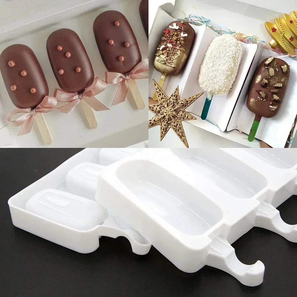 4 Grids Universal Silicone Ice Cream Mold DIY Popsicle Making Mold for Frozen Ice Lolly Homemade Mold Tools Summer New