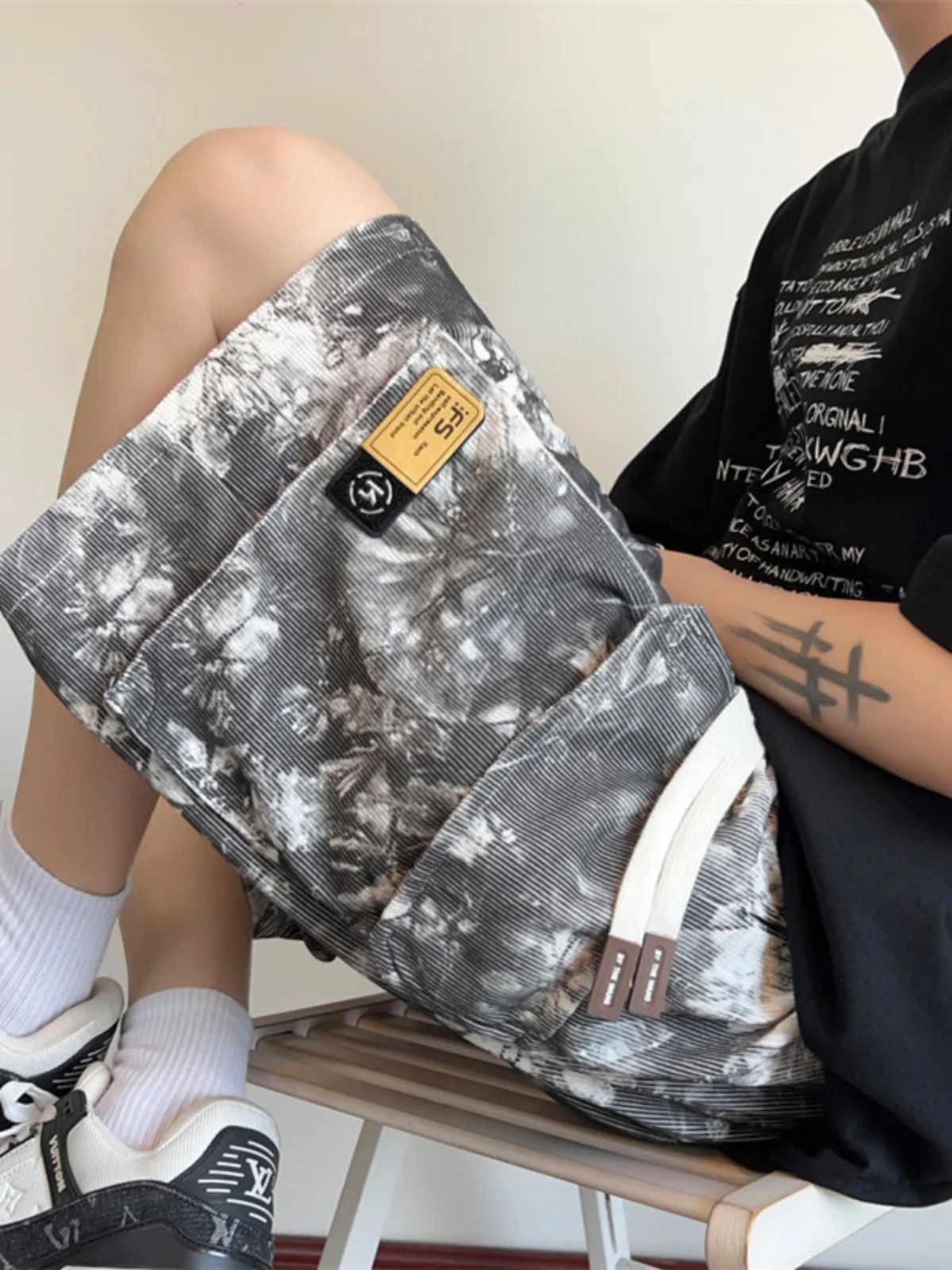 

Мужские повседневные брюки свободного кроя в стиле Workwear, модные летние спортивные брюки-капри в американском уличном стиле, большие размеры