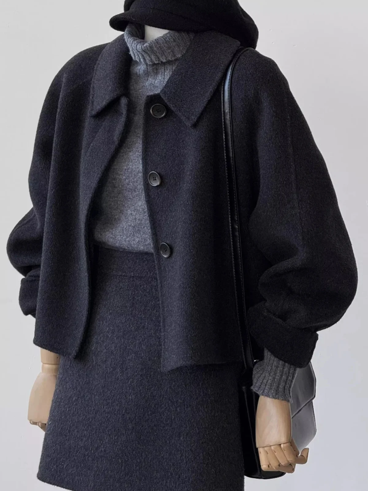 Korean Style plus Size Women's Thickened Warm Woolen  Skirt Short A-Line Skirt High Waist Commute Autumn Winter Fashion