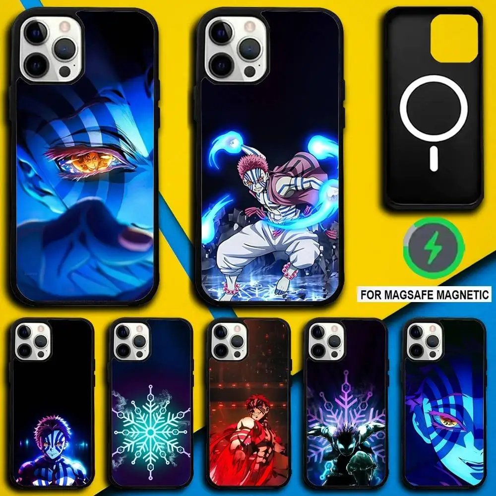 

D-Demon Akaza S-Slayer Phone Case For iPhone 16,15,14,13,12,11,Pro,Max,Plus,Mini,SE4,E Magnetic Magsafe Wireless Charging