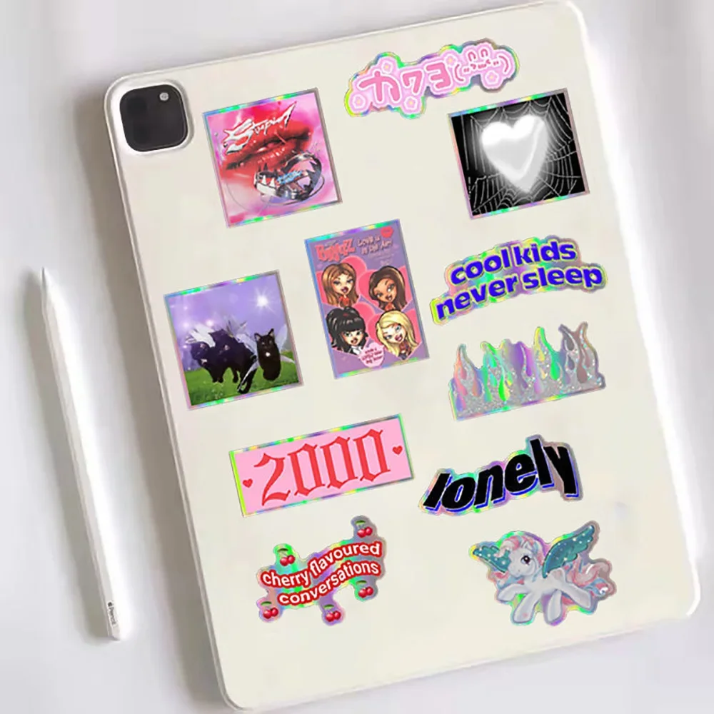 50PCS Laser Y2k Pink Girl Stickers Decals Decoration Suitcase Scrapbooking Phone Laptop Stationery Cute Kid Toy Sticker image 5