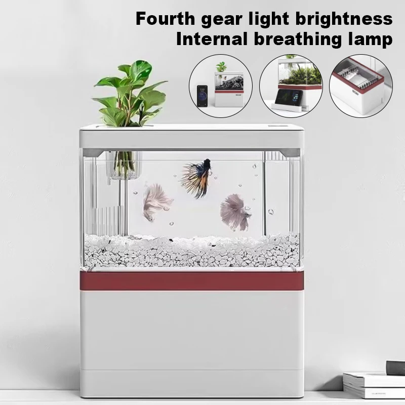 Tragbare Aquarium Desktop Aquarium Mini Desktop Aquarium Filter System LED Beleuchtung Tabletop Ökologische Tank USB Schnittstelle
