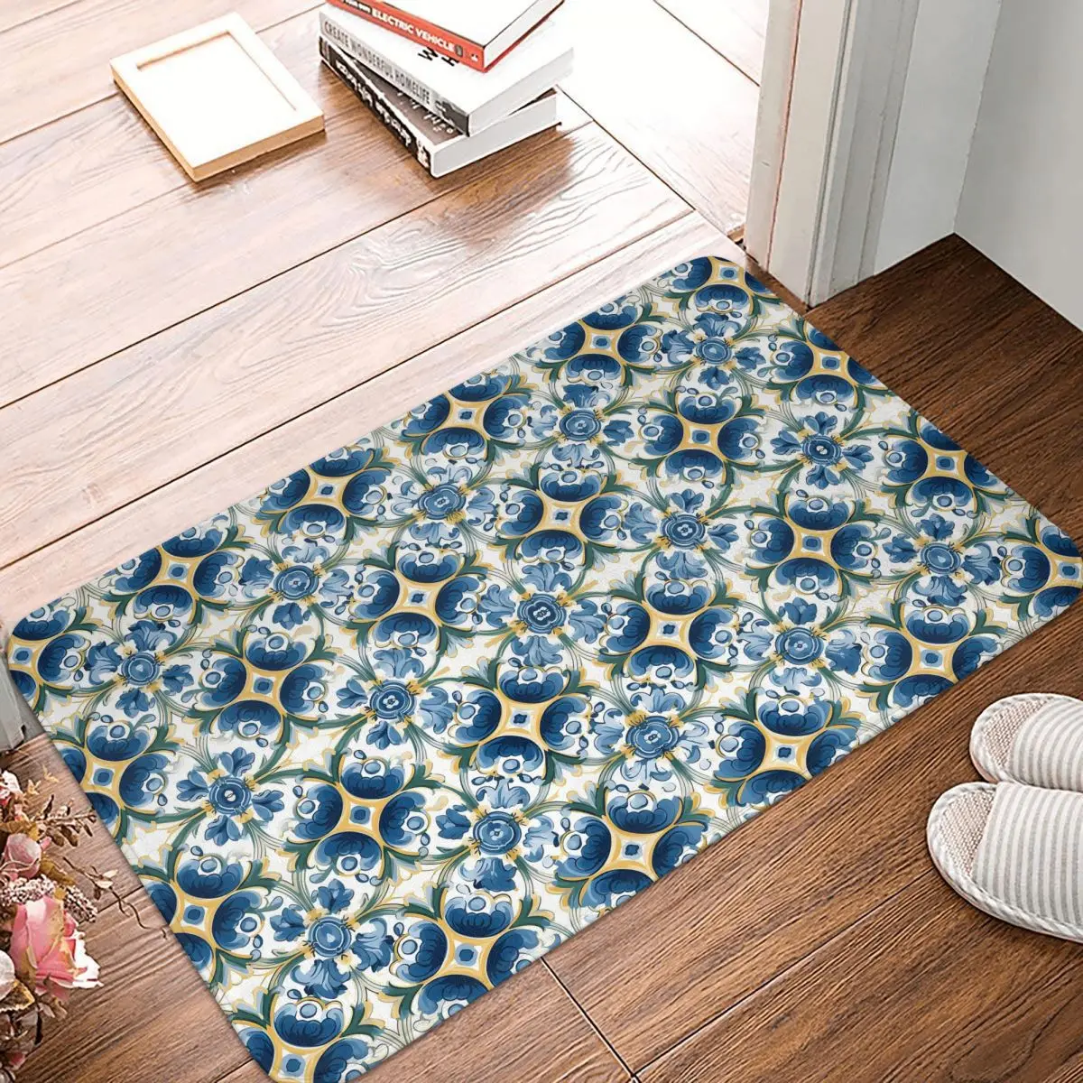 Italian Majolica Tile 7 Anti-slip Doormat Floor Mat Water oil proof Carpet Rug for Kitchen Entrance Home Bedroom Footpad Mats